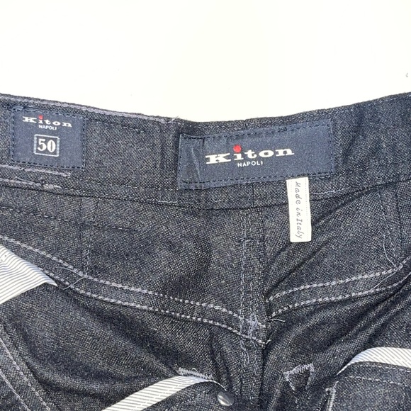 Kiton Napoli Men’s 3-Button 96% Wool Dress Pants in Black - Picture 11 of 15